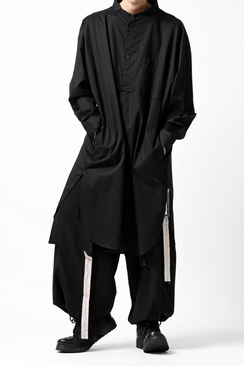 画像をギャラリービューアに読み込む, Y's STAND COLLAR LONG SHIRT / THIN TWILL (BLACK)