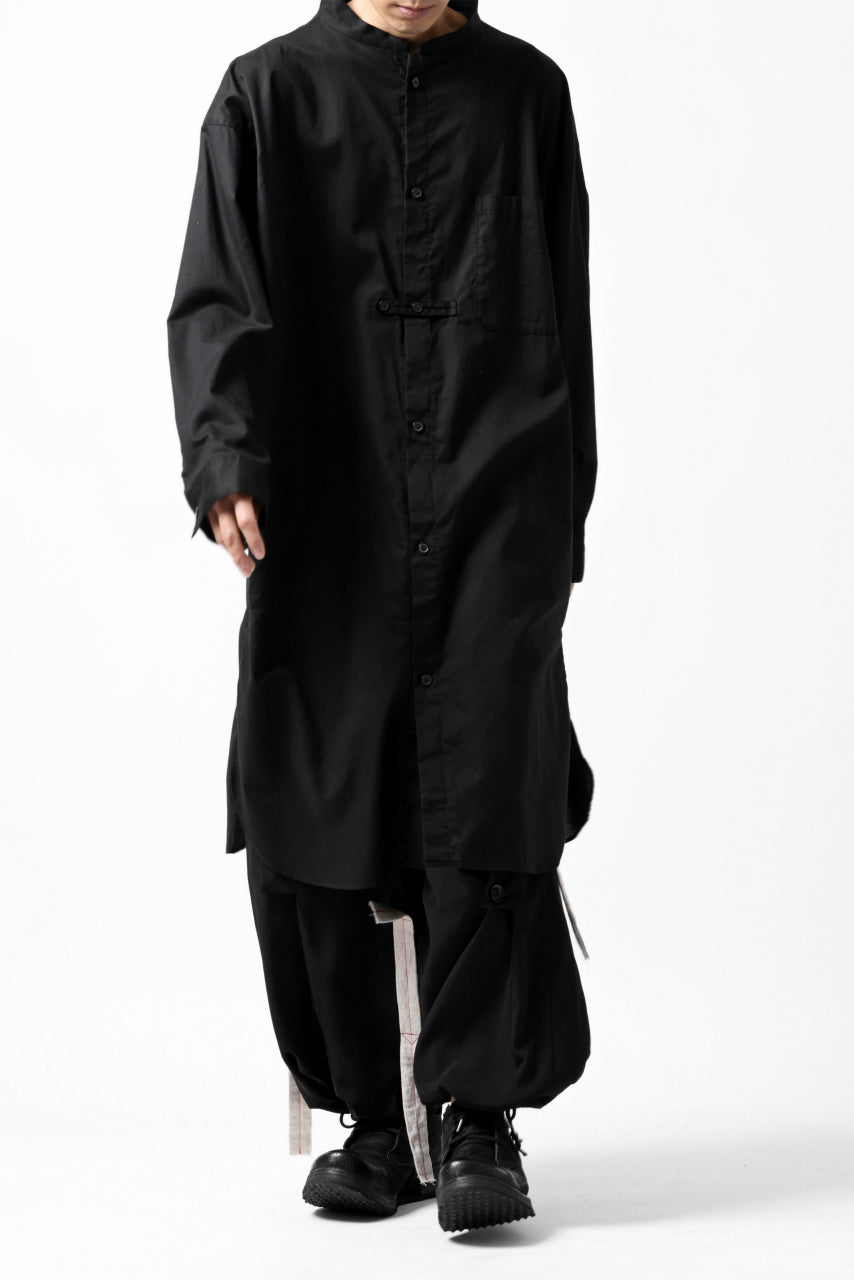 画像をギャラリービューアに読み込む, Y's STAND COLLAR LONG SHIRT / THIN TWILL (BLACK)