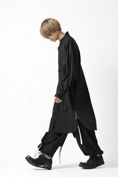 画像をギャラリービューアに読み込む, Y's STAND COLLAR LONG SHIRT / THIN TWILL (BLACK)