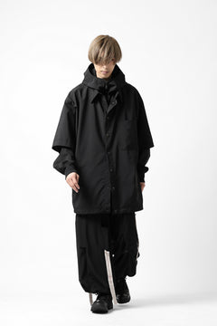 画像をギャラリービューアに読み込む, Y's....  HOODY LAYERED SHIRT ZIP BLOUSON / STRETCH TASSAH (BLACK)
