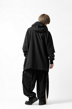画像をギャラリービューアに読み込む, Y's....  HOODY LAYERED SHIRT ZIP BLOUSON / STRETCH TASSAH (BLACK)