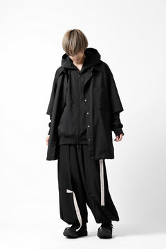 画像をギャラリービューアに読み込む, Y's....  HOODY LAYERED SHIRT ZIP BLOUSON / STRETCH TASSAH (BLACK)