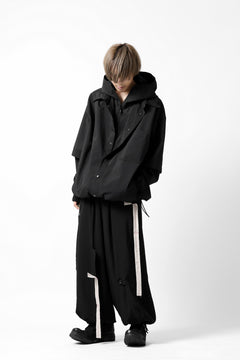 画像をギャラリービューアに読み込む, Y's....  HOODY LAYERED SHIRT ZIP BLOUSON / STRETCH TASSAH (BLACK)