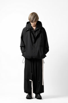 画像をギャラリービューアに読み込む, Y's....  HOODY LAYERED SHIRT ZIP BLOUSON / STRETCH TASSAH (BLACK)
