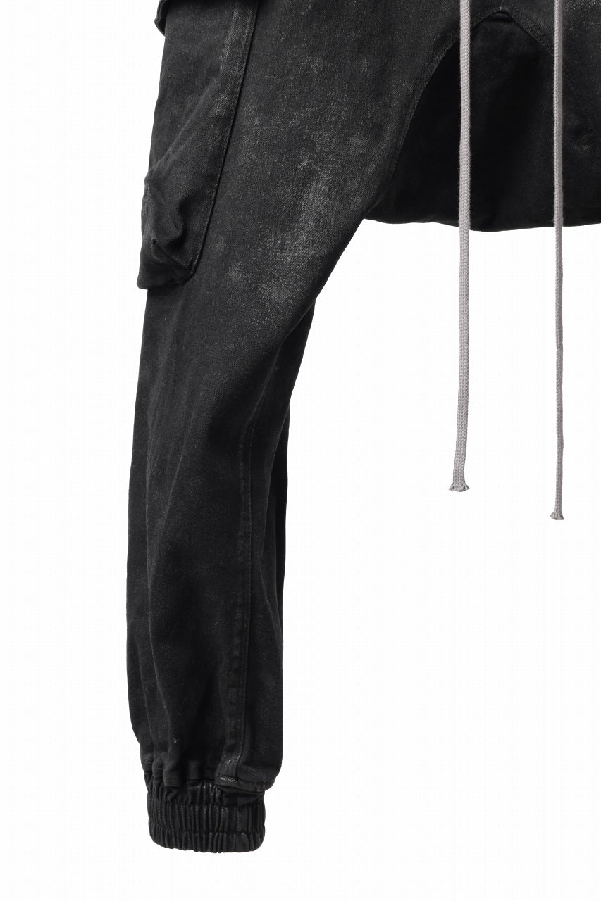 Load image into Gallery viewer, A.F ARTEFACT CARGO SAROUEL SKINNY PANTS / STRETCH COTTON DENIM (BLACK)