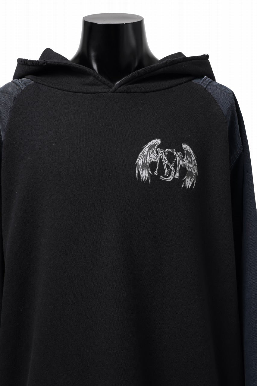 画像をギャラリービューアに読み込む, MASSIMO SABBADIN HOODY wt. HAND DYED VINTAGE DENIM SLEEVE (black)