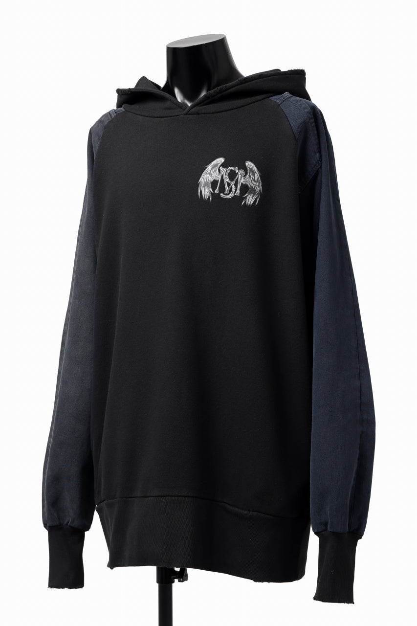 画像をギャラリービューアに読み込む, MASSIMO SABBADIN HOODY wt. HAND DYED VINTAGE DENIM SLEEVE (black)