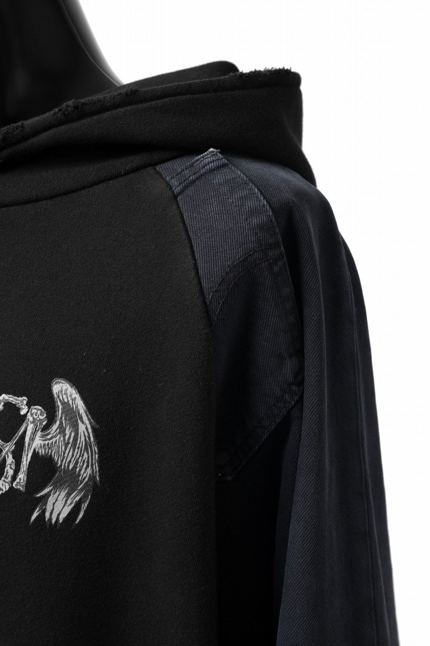 画像をギャラリービューアに読み込む, MASSIMO SABBADIN HOODY wt. HAND DYED VINTAGE DENIM SLEEVE (black)