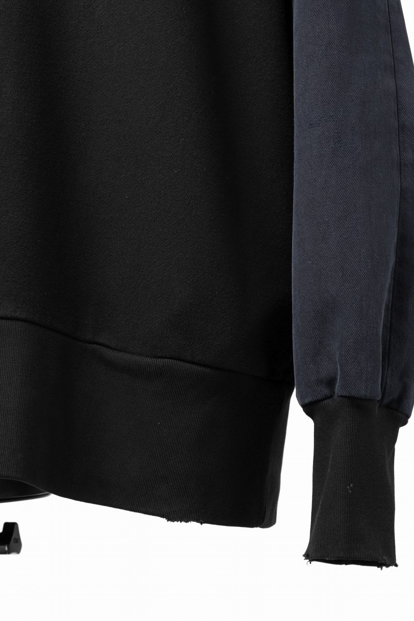 画像をギャラリービューアに読み込む, MASSIMO SABBADIN HOODY wt. HAND DYED VINTAGE DENIM SLEEVE (black)