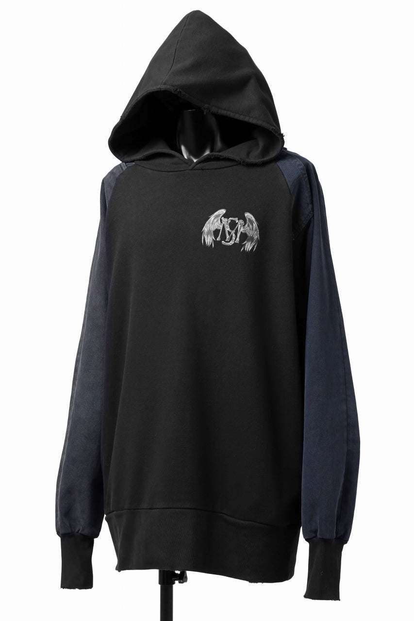 画像をギャラリービューアに読み込む, MASSIMO SABBADIN HOODY wt. HAND DYED VINTAGE DENIM SLEEVE (black)