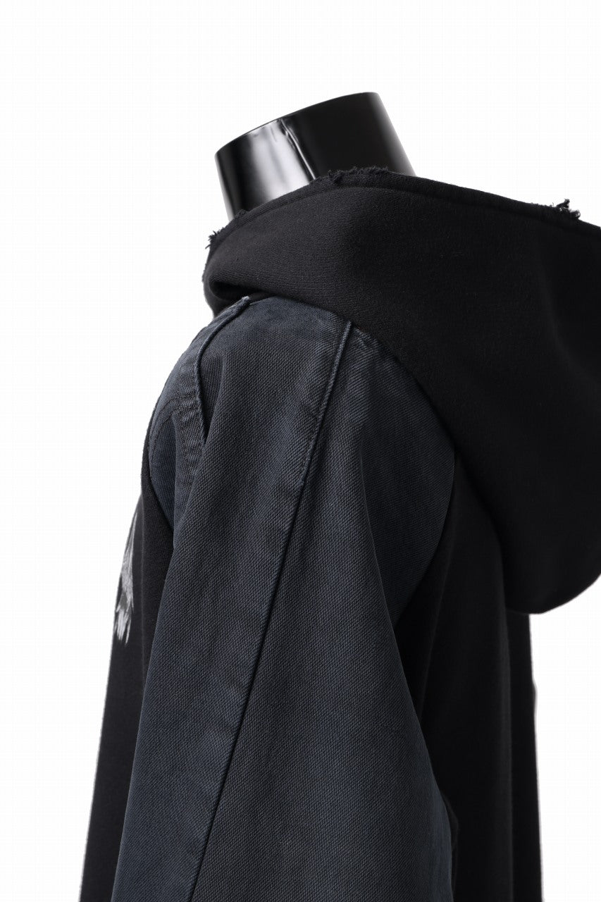 画像をギャラリービューアに読み込む, MASSIMO SABBADIN HOODY wt. HAND DYED VINTAGE DENIM SLEEVE (black)
