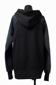 画像をギャラリービューアに読み込む, MASSIMO SABBADIN HOODY wt. HAND DYED VINTAGE DENIM SLEEVE (black)