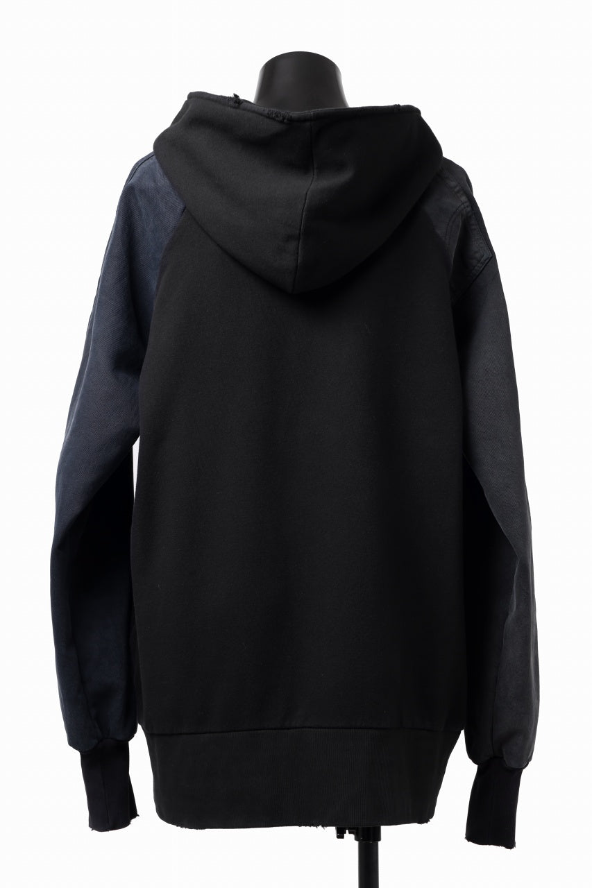 画像をギャラリービューアに読み込む, MASSIMO SABBADIN HOODY wt. HAND DYED VINTAGE DENIM SLEEVE (black)