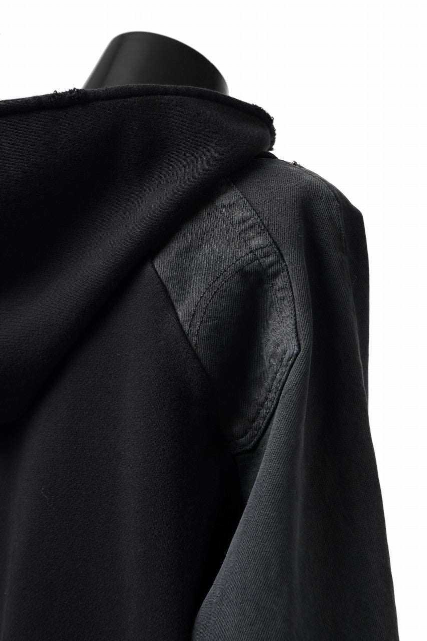 画像をギャラリービューアに読み込む, MASSIMO SABBADIN HOODY wt. HAND DYED VINTAGE DENIM SLEEVE (black)