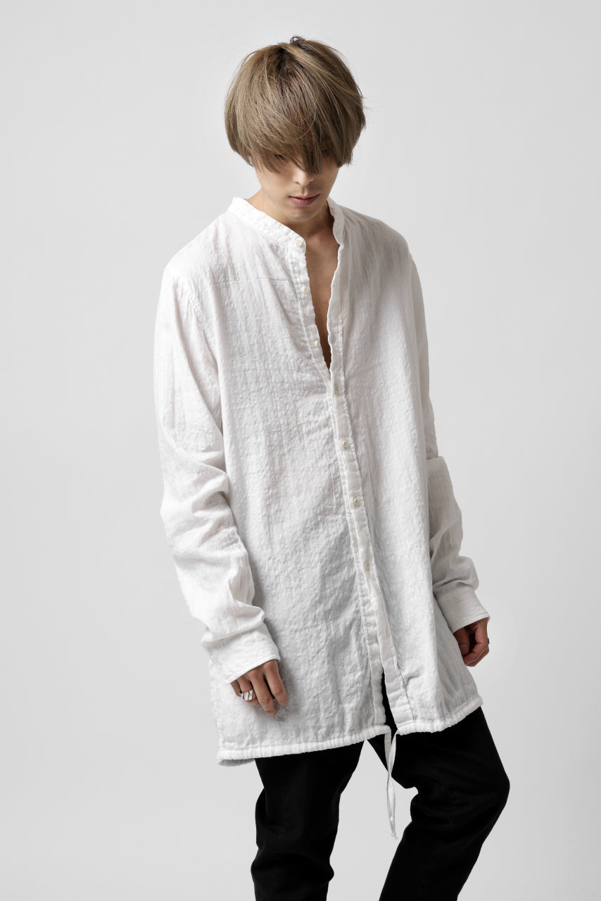 Load image into Gallery viewer, daub STRIPE LONG SHIRT / WASHED SOFT TWILL (WHITE)