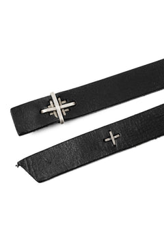画像をギャラリービューアに読み込む, m.a+ double cross buckle skinny belt / EX+1B/GR3,0 (BLACK)
