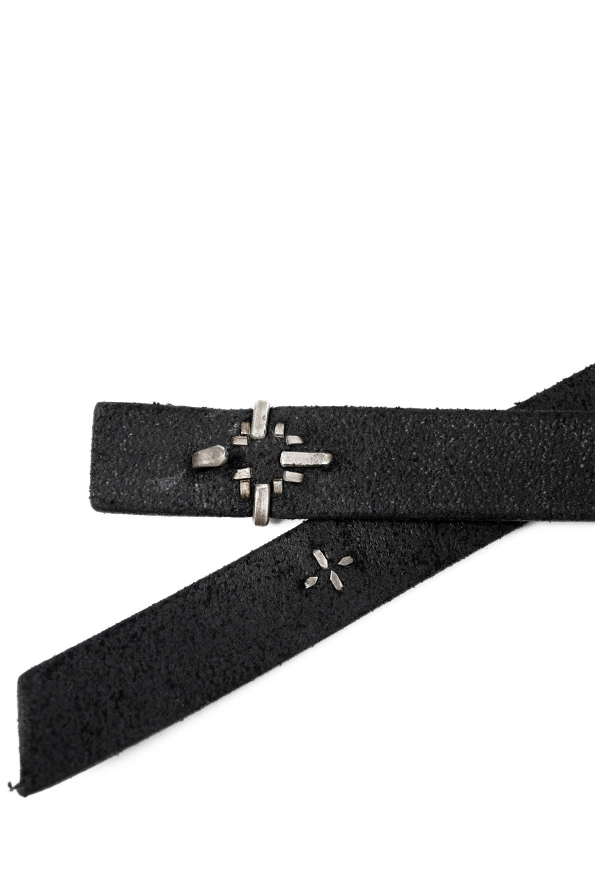画像をギャラリービューアに読み込む, m.a+ double cross buckle skinny belt / EX+1B/GR3,0 (BLACK)