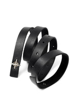画像をギャラリービューアに読み込む, m.a+ double cross buckle skinny belt / EX+1B/GR3,0 (BLACK)
