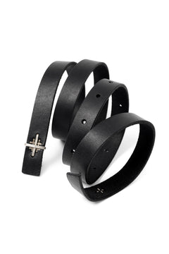 画像をギャラリービューアに読み込む, m.a+ double cross buckle skinny belt / EX+1B/GR3,0 (BLACK)