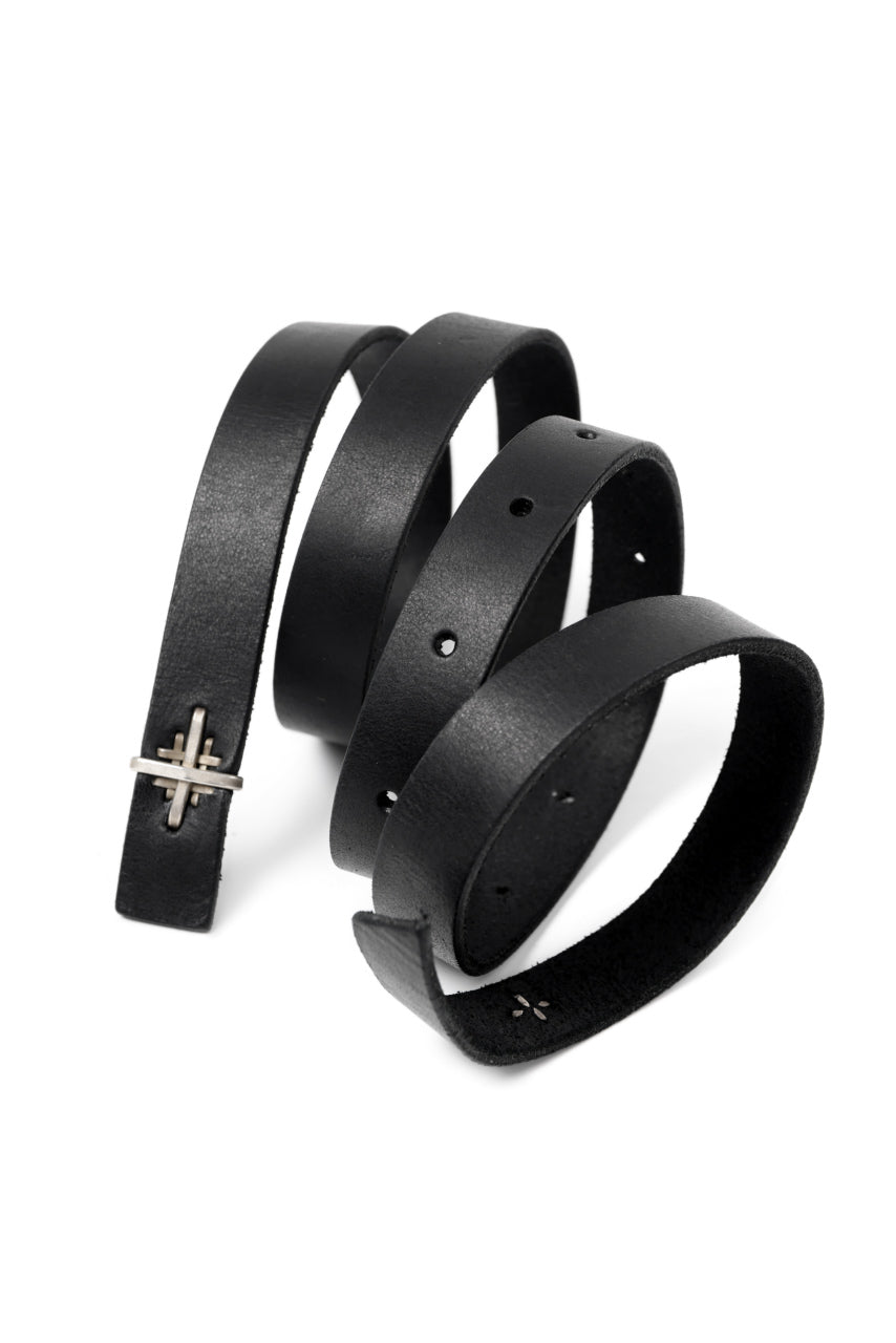 画像をギャラリービューアに読み込む, m.a+ double cross buckle skinny belt / EX+1B/GR3,0 (BLACK)
