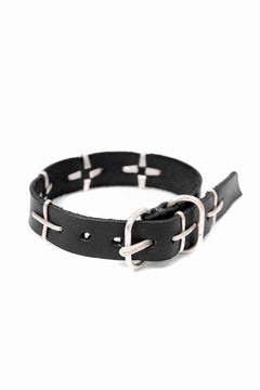 画像をギャラリービューアに読み込む, m.a+ thin silver cross studded wrist band / A-F2BL1/ GR2,0 (BLACK)