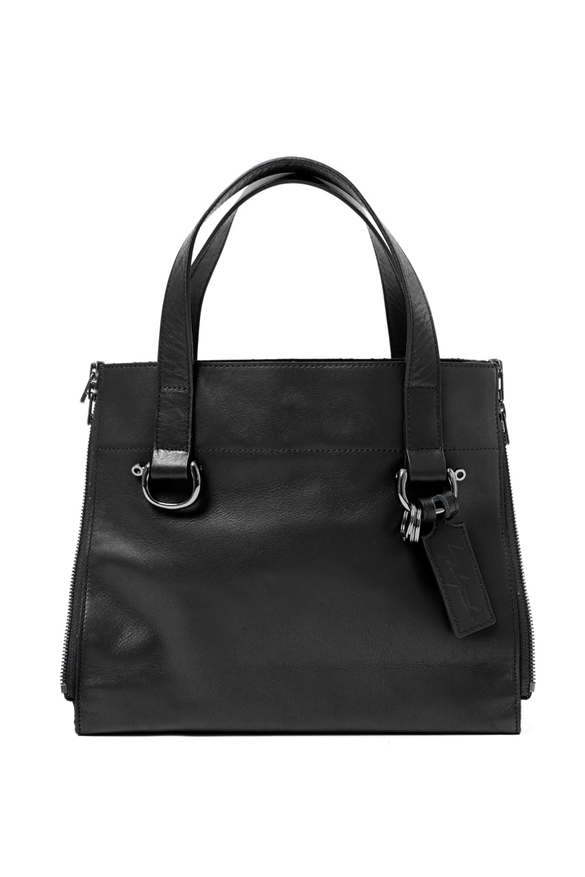 画像をギャラリービューアに読み込む, discord Yohji Yamamoto Side Zip Tote Bag S / Soft Shrink Cow Leather (BLACK)