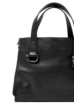 画像をギャラリービューアに読み込む, discord Yohji Yamamoto Side Zip Tote Bag S / Soft Shrink Cow Leather (BLACK)