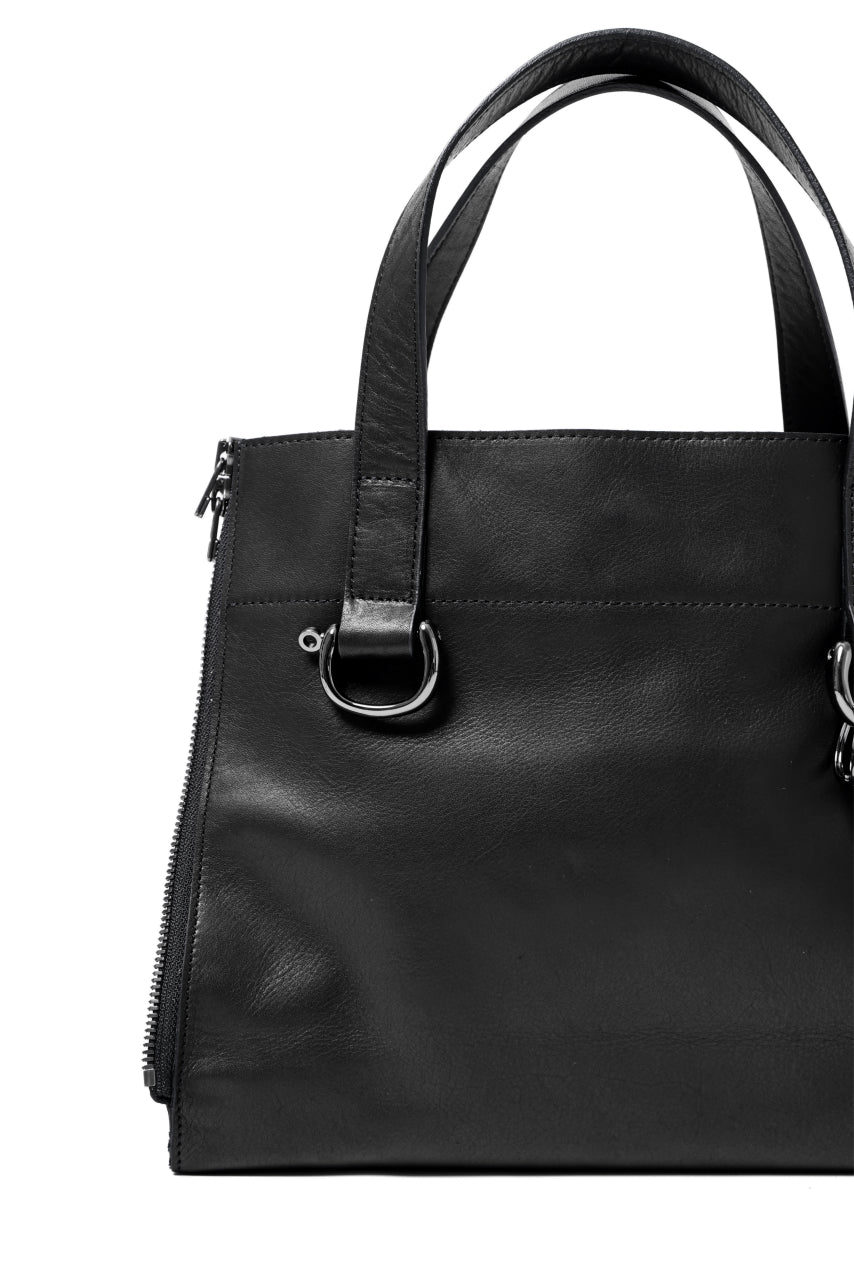 画像をギャラリービューアに読み込む, discord Yohji Yamamoto Side Zip Tote Bag S / Soft Shrink Cow Leather (BLACK)