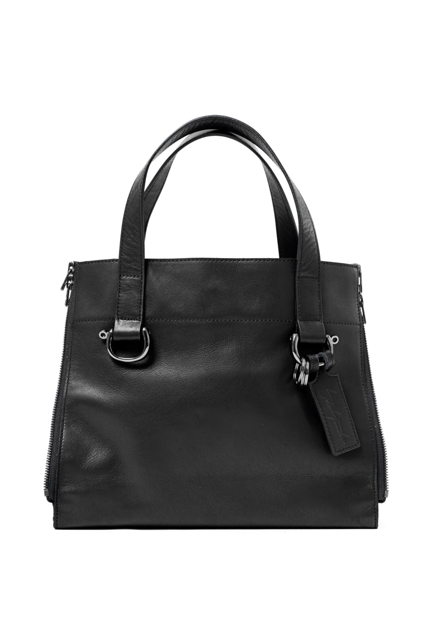 画像をギャラリービューアに読み込む, discord Yohji Yamamoto Side Zip Tote Bag S / Soft Shrink Cow Leather (BLACK)