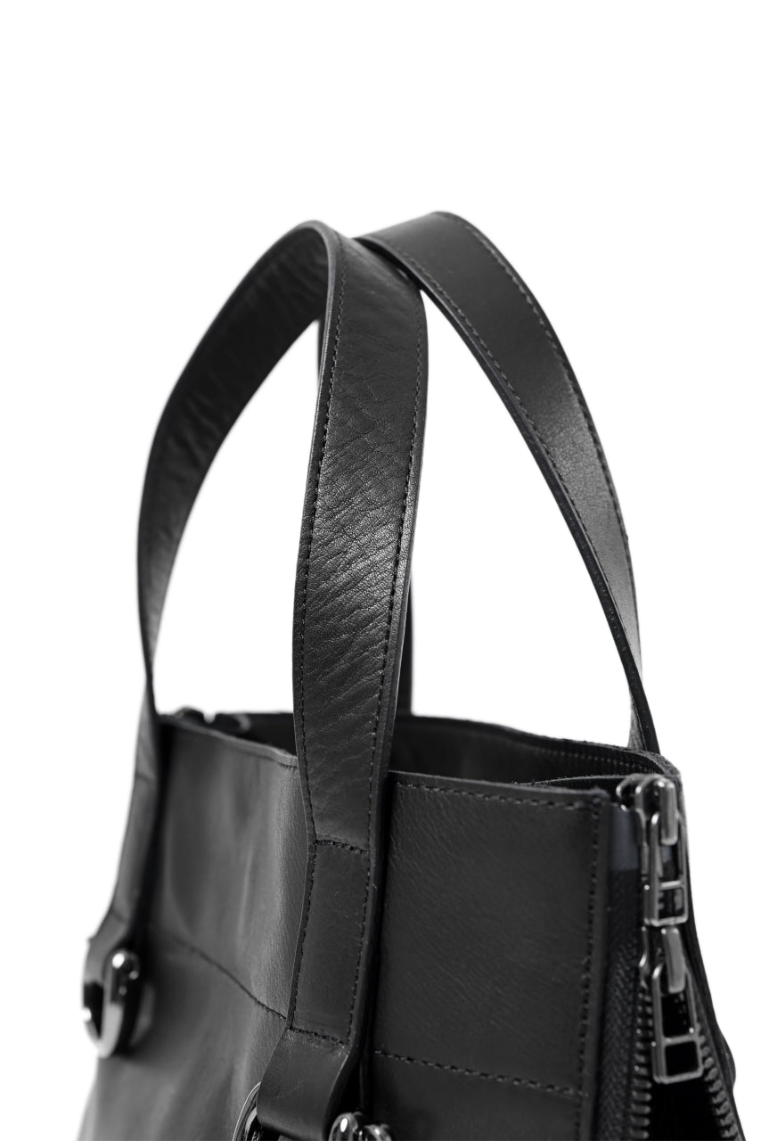discord Yohji Yamamoto Side Zip Tote Bag S / Soft Shrink Cow Leather (BLACK)