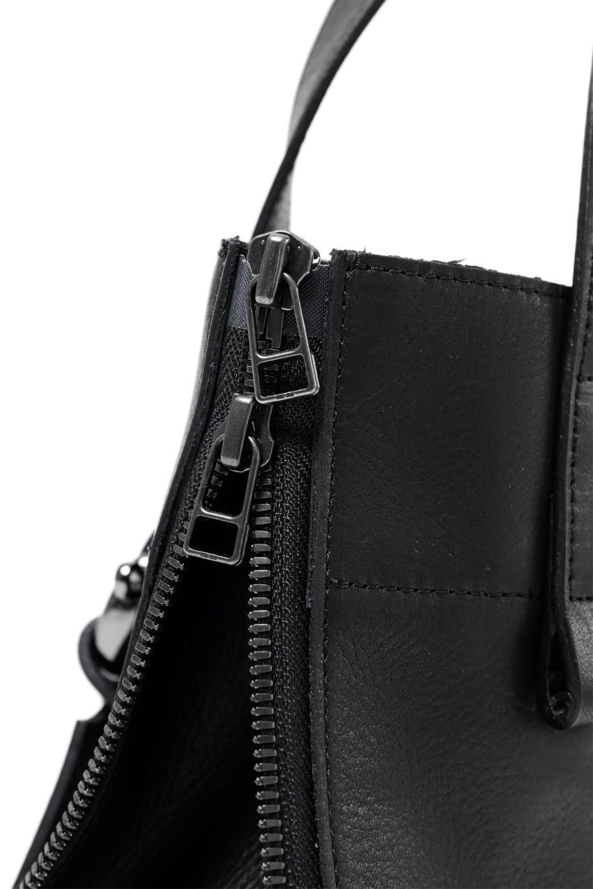 discord Yohji Yamamoto Side Zip Tote Bag (S) / Soft Shrink Cow Leather (BLACK)