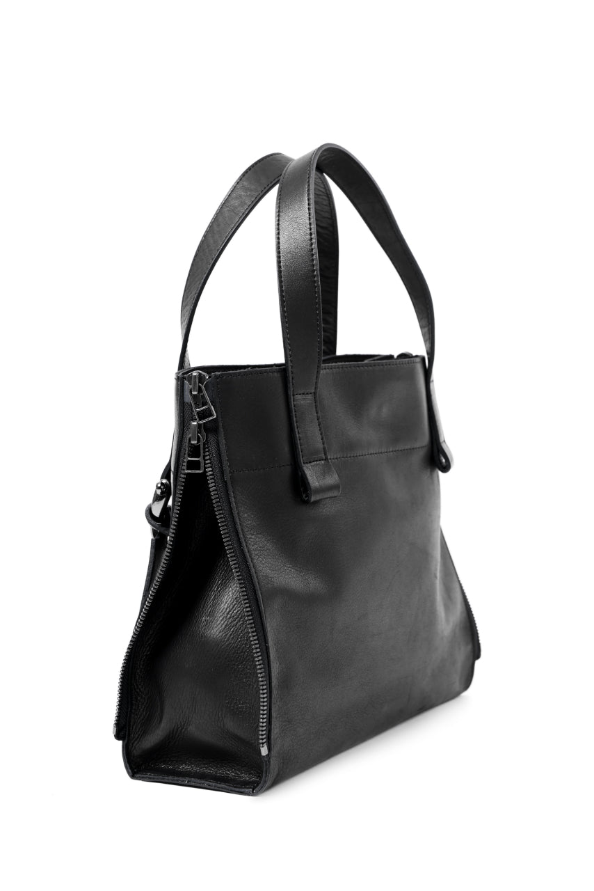 画像をギャラリービューアに読み込む, discord Yohji Yamamoto Side Zip Tote Bag S / Soft Shrink Cow Leather (BLACK)