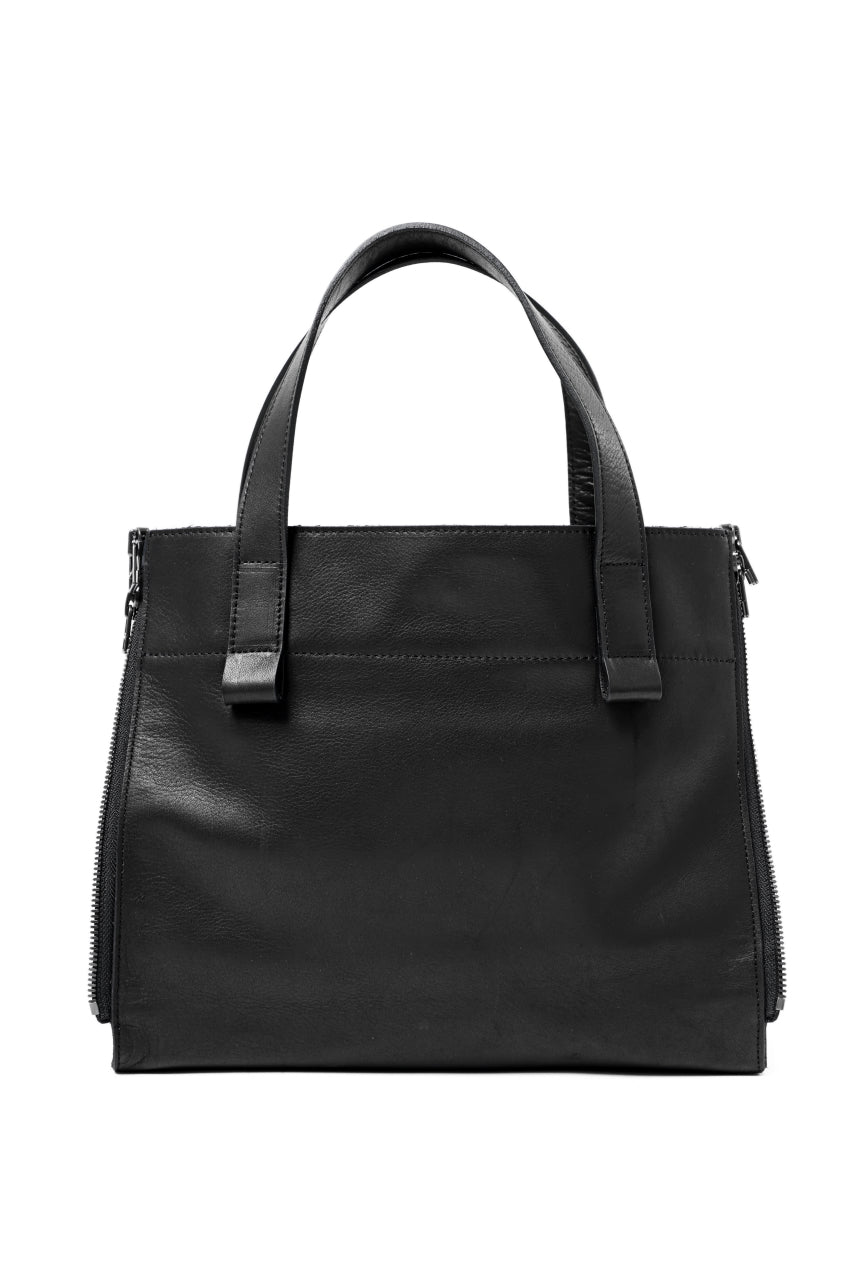 画像をギャラリービューアに読み込む, discord Yohji Yamamoto Side Zip Tote Bag S / Soft Shrink Cow Leather (BLACK)