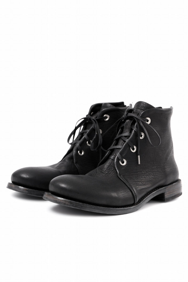 Portaille 4 HOLE LACE UP BOOTS / BURNED HORSE (BLACK)の 