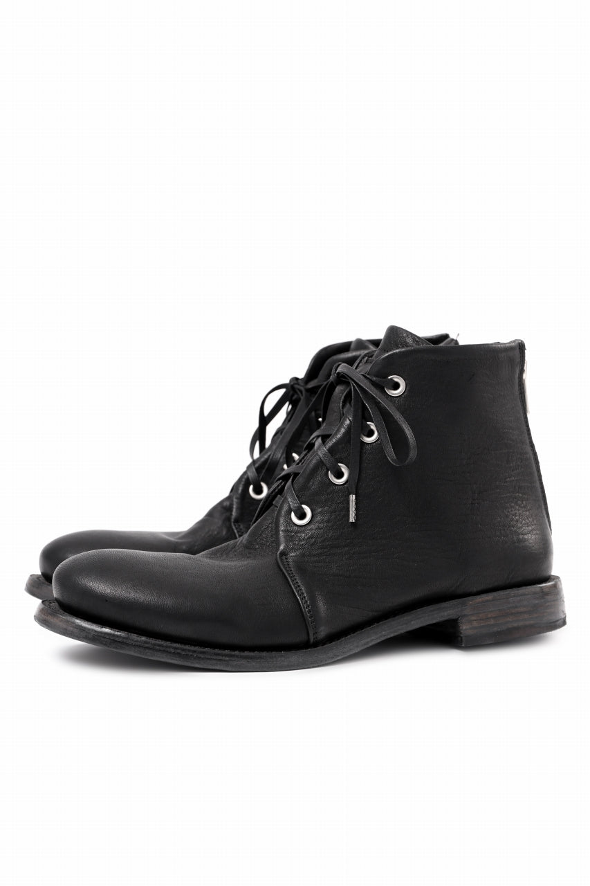 Portaille 4 HOLE LACE UP BOOTS / BURNED HORSE (BLACK)