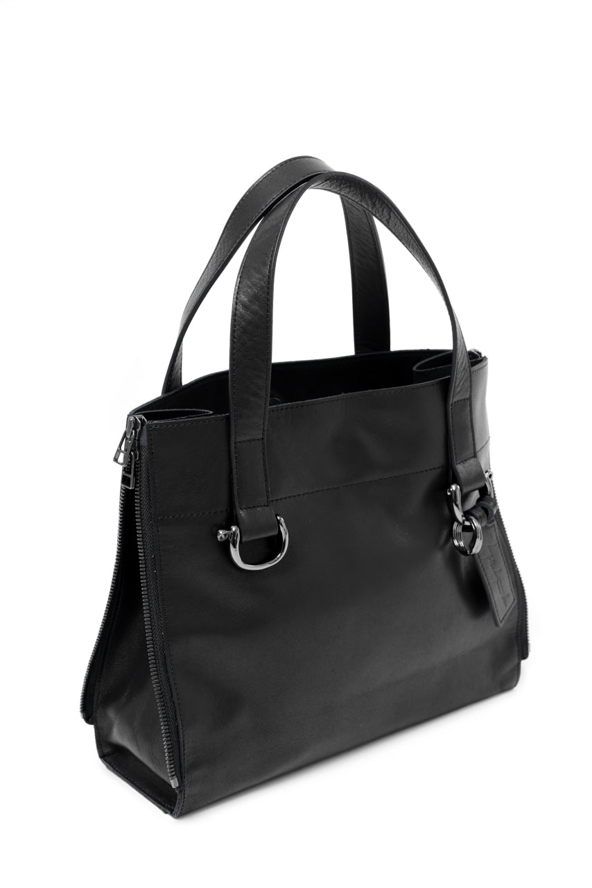 画像をギャラリービューアに読み込む, discord Yohji Yamamoto Side Zip Tote Bag S / Soft Shrink Cow Leather (BLACK)