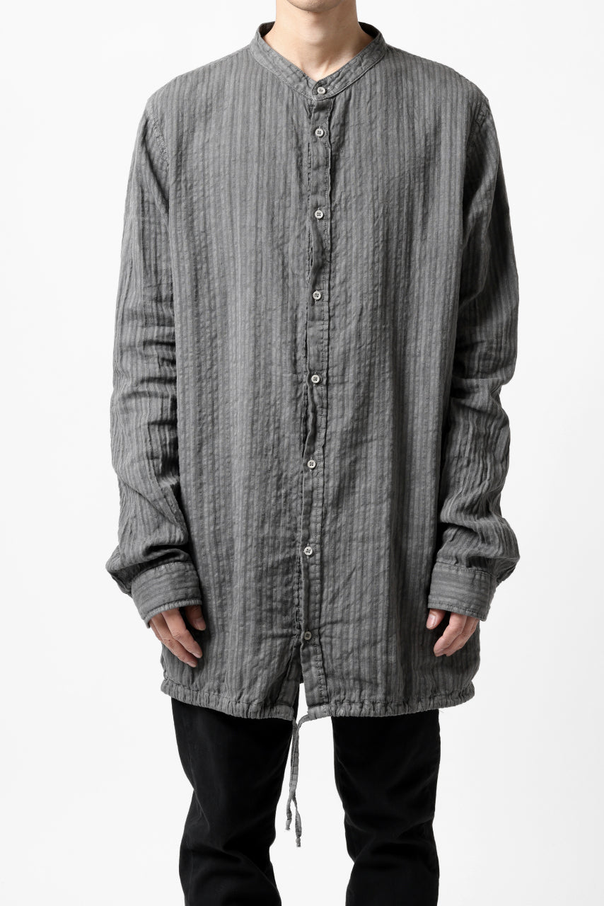 Load image into Gallery viewer, daub STRIPE LONG SHIRT / COLD DYED SOFT TWILL (GREY)