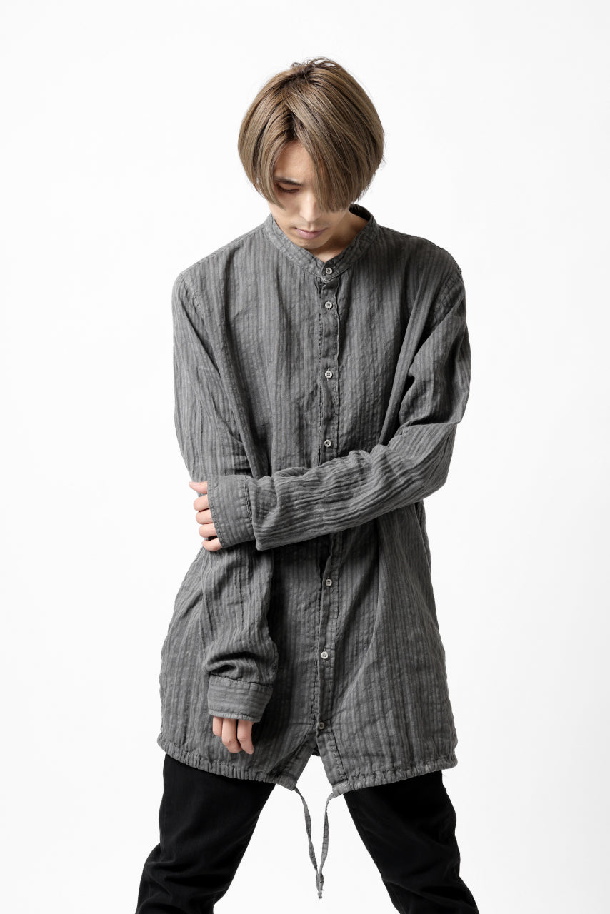 Load image into Gallery viewer, daub STRIPE LONG SHIRT / COLD DYED SOFT TWILL (GREY)