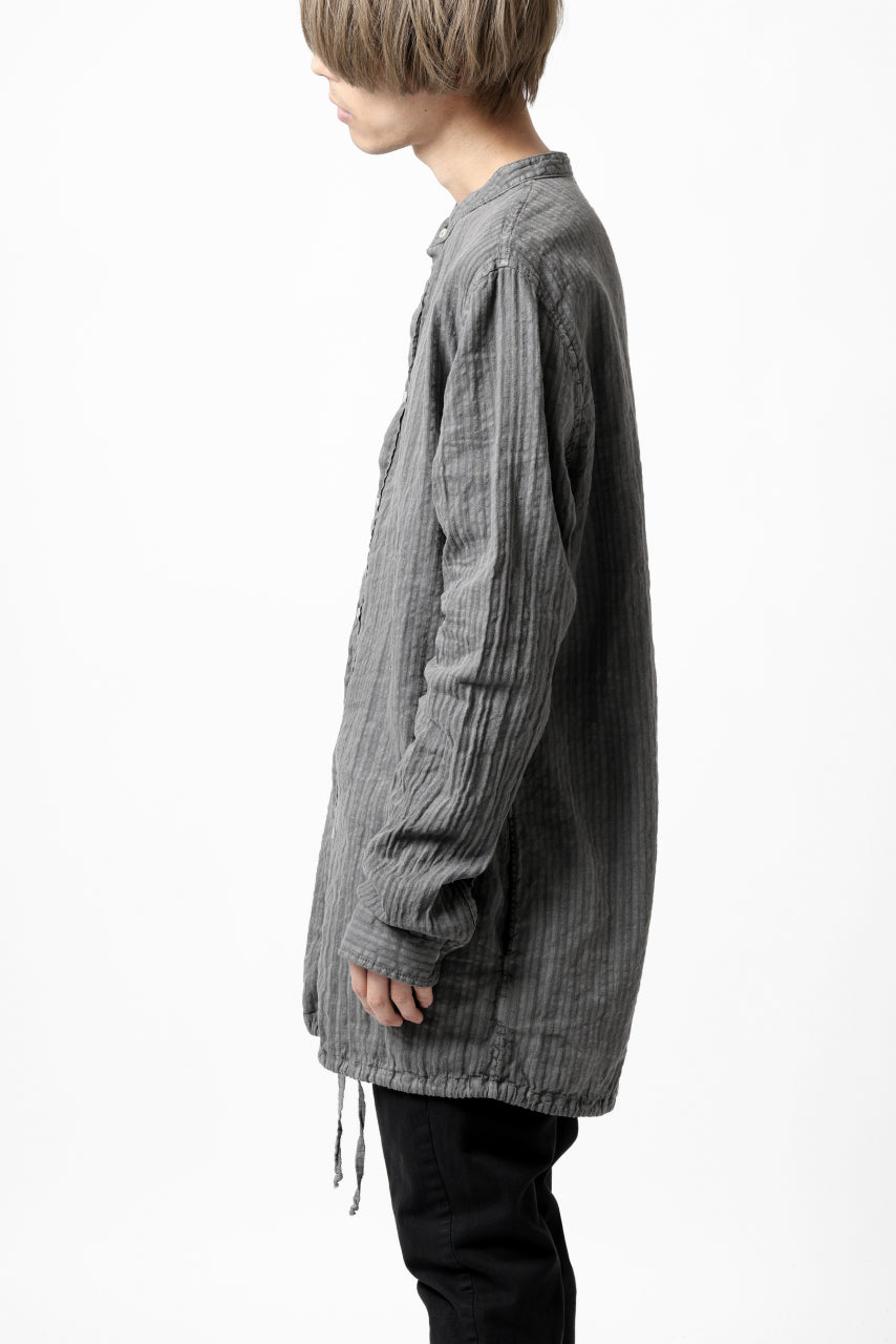 Load image into Gallery viewer, daub STRIPE LONG SHIRT / COLD DYED SOFT TWILL (GREY)