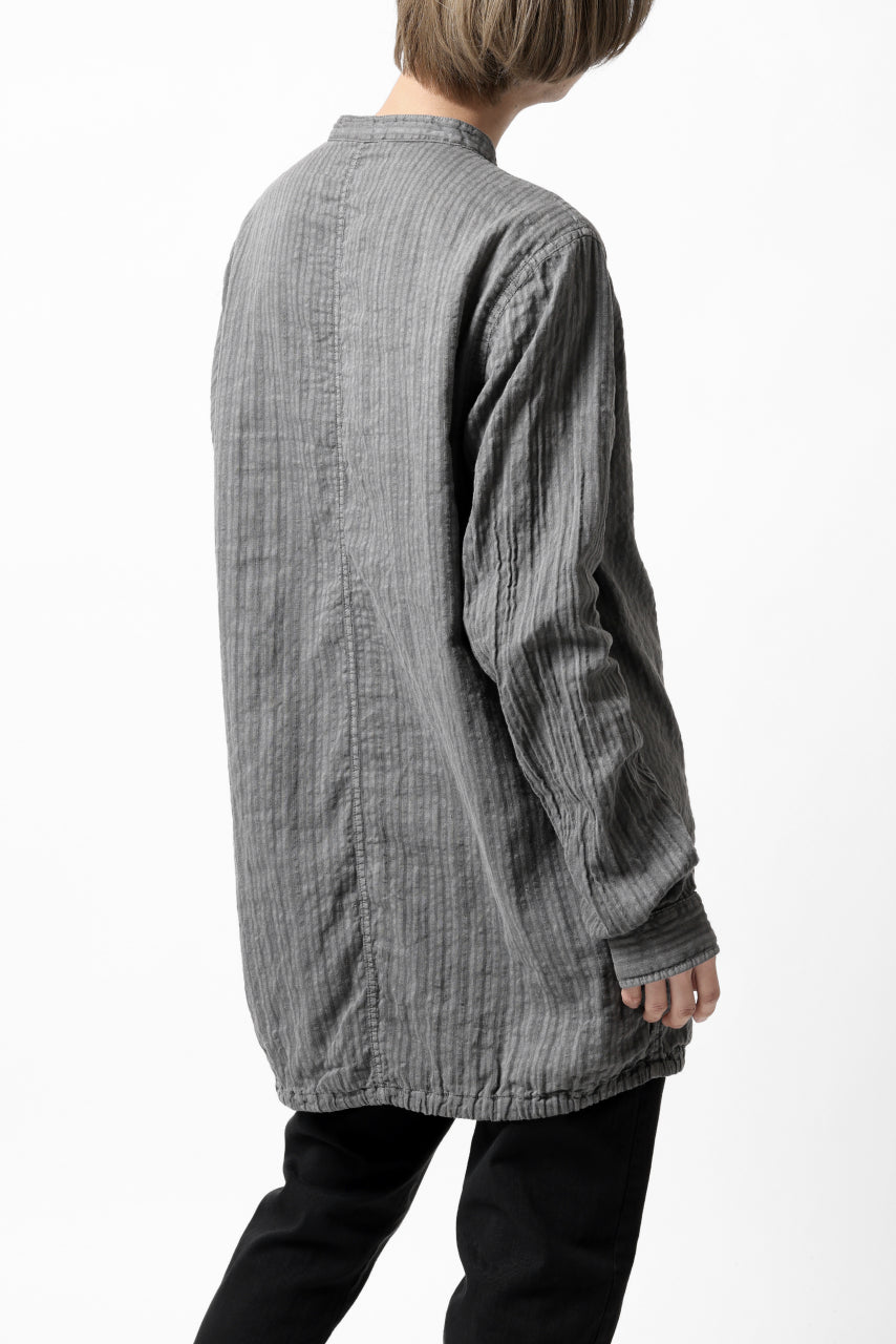 Load image into Gallery viewer, daub STRIPE LONG SHIRT / COLD DYED SOFT TWILL (GREY)