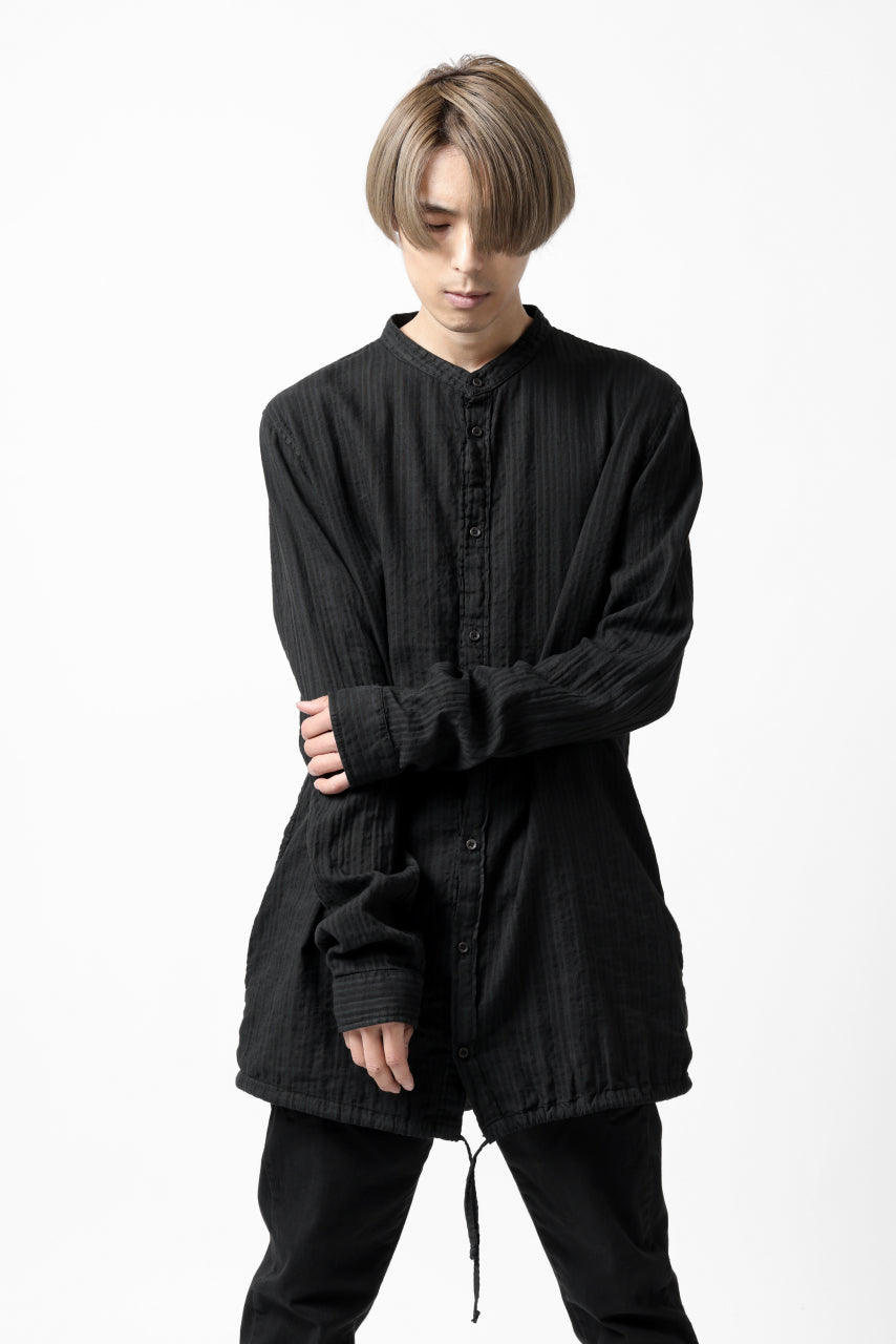 Load image into Gallery viewer, daub STRIPE LONG SHIRT / DYED SOFT TWILL (BLACK)
