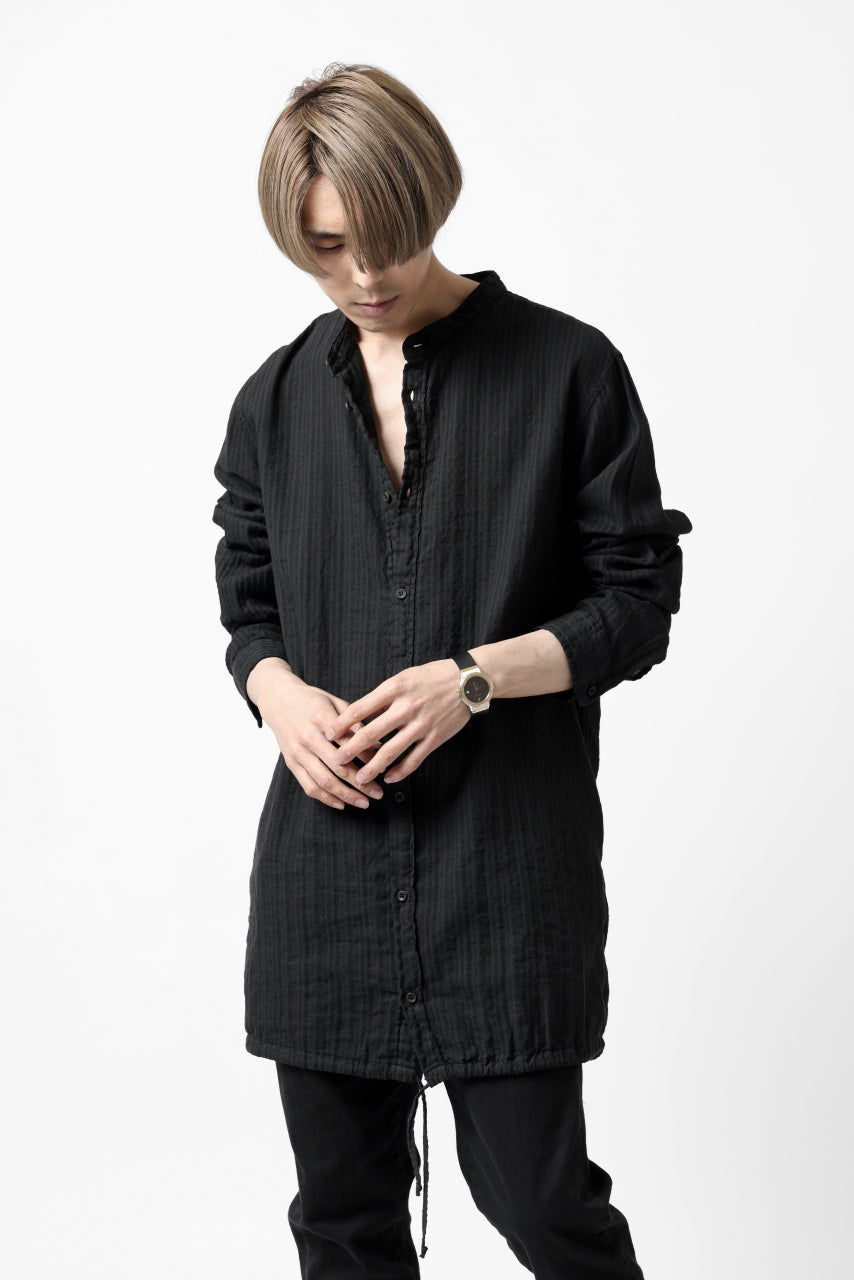 Load image into Gallery viewer, daub STRIPE LONG SHIRT / DYED SOFT TWILL (BLACK)