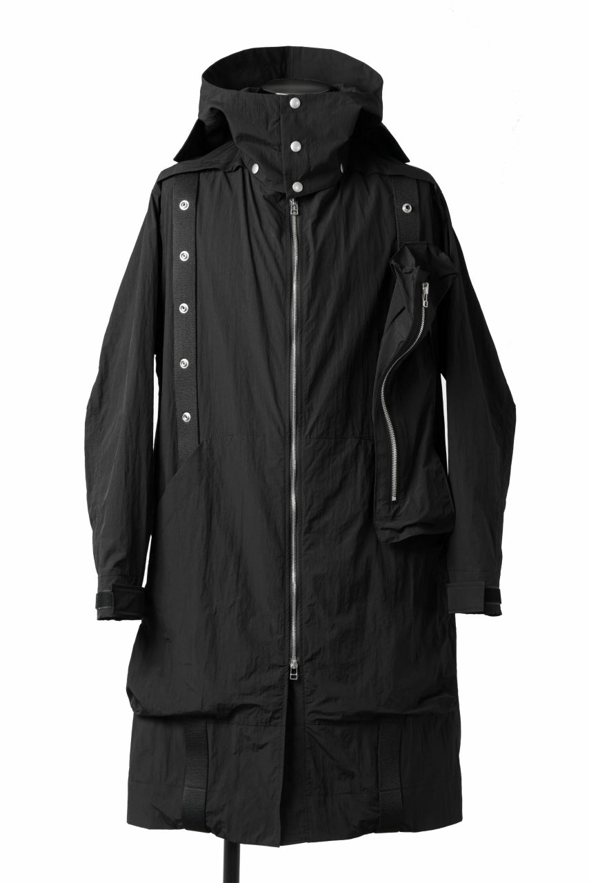 画像をギャラリービューアに読み込む, A.F ARTEFACT HOODIE LONG ZIP COAT with DETACHABLE POCKET POUCH (BLACK)
