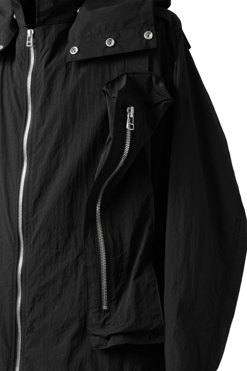 画像をギャラリービューアに読み込む, A.F ARTEFACT HOODIE LONG ZIP COAT with DETACHABLE POCKET POUCH (BLACK)