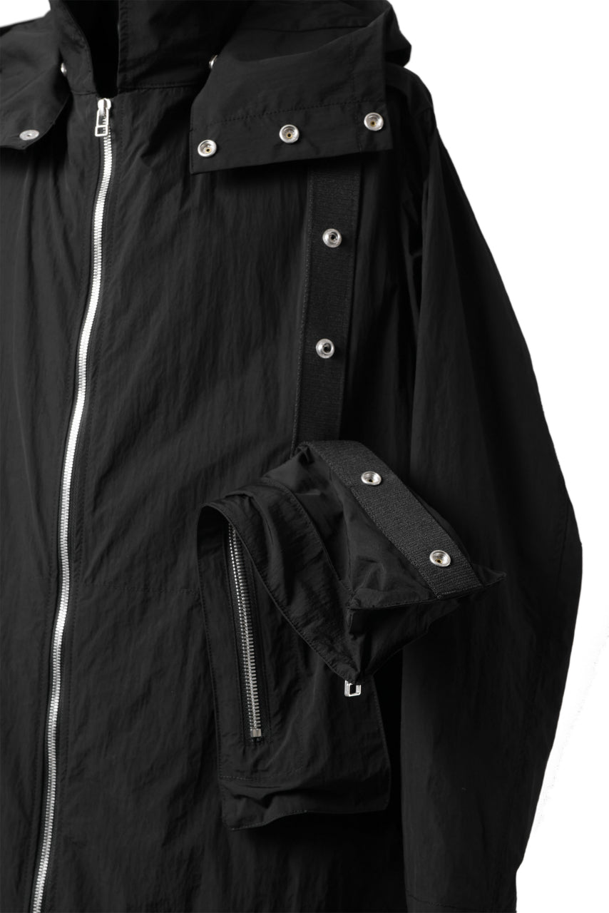 画像をギャラリービューアに読み込む, A.F ARTEFACT HOODIE LONG ZIP COAT with DETACHABLE POCKET POUCH (BLACK)