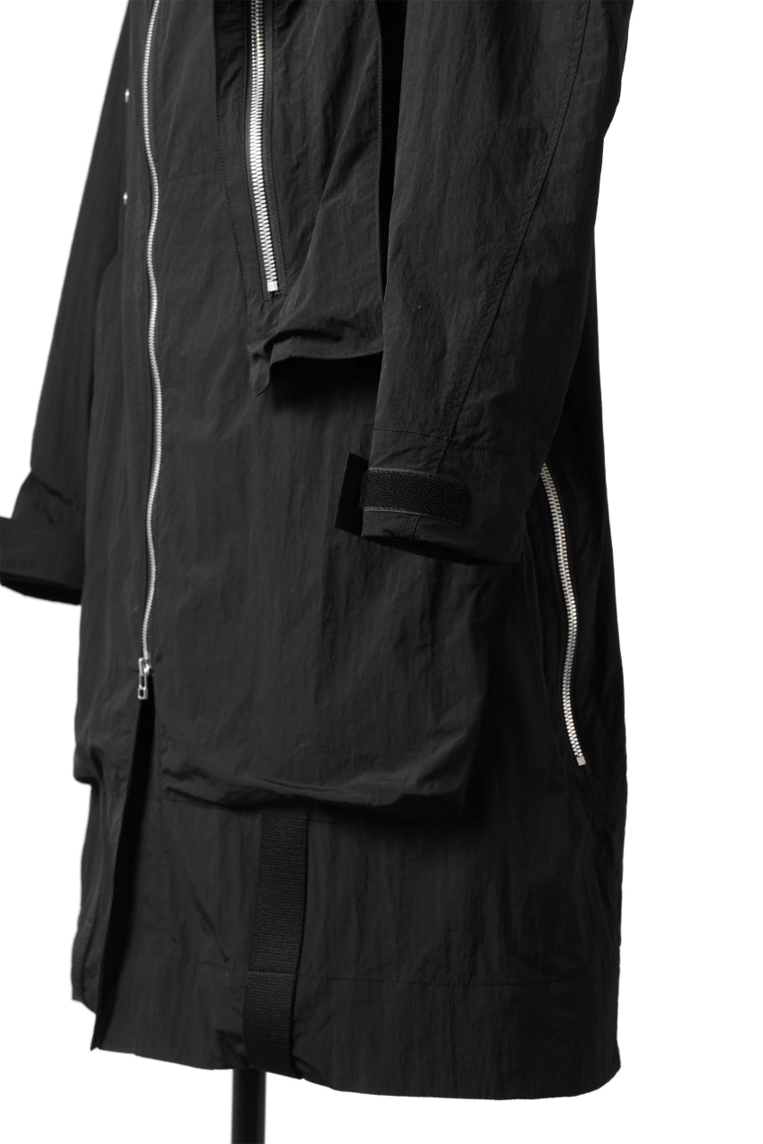 画像をギャラリービューアに読み込む, A.F ARTEFACT HOODIE LONG ZIP COAT with DETACHABLE POCKET POUCH (BLACK)