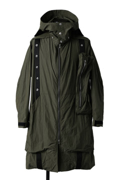 画像をギャラリービューアに読み込む, A.F ARTEFACT HOODIE LONG ZIP COAT with DETACHABLE POCKET POUCH (KHAKI)