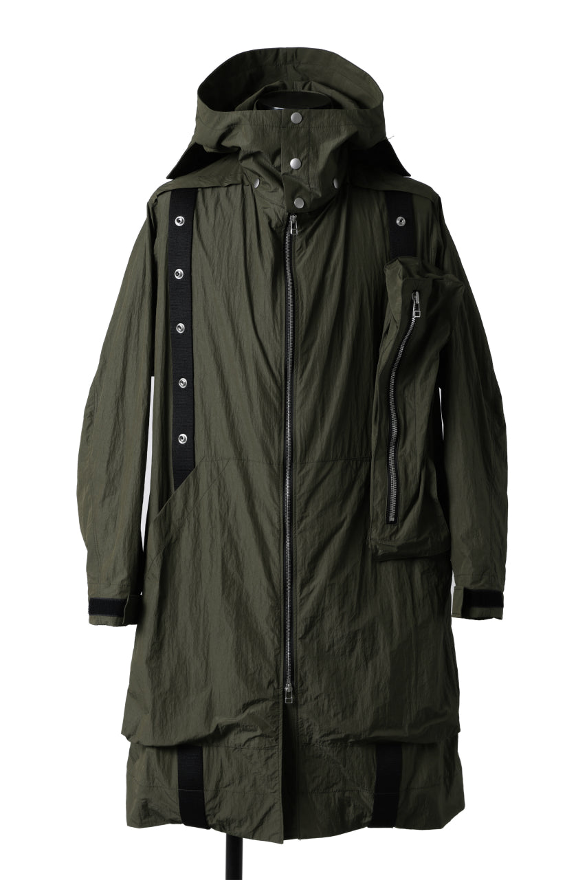 画像をギャラリービューアに読み込む, A.F ARTEFACT HOODIE LONG ZIP COAT with DETACHABLE POCKET POUCH (KHAKI)