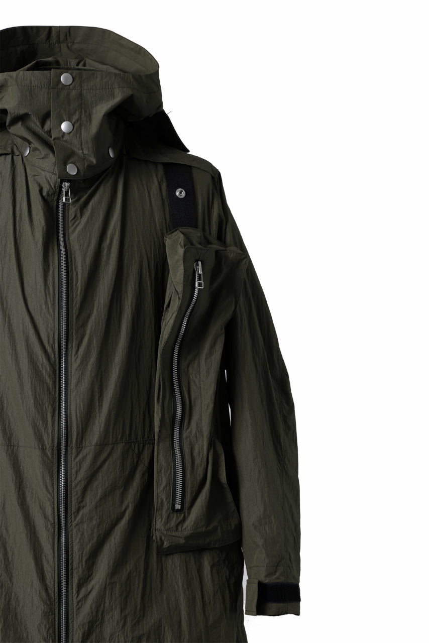 画像をギャラリービューアに読み込む, A.F ARTEFACT HOODIE LONG ZIP COAT with DETACHABLE POCKET POUCH (KHAKI)