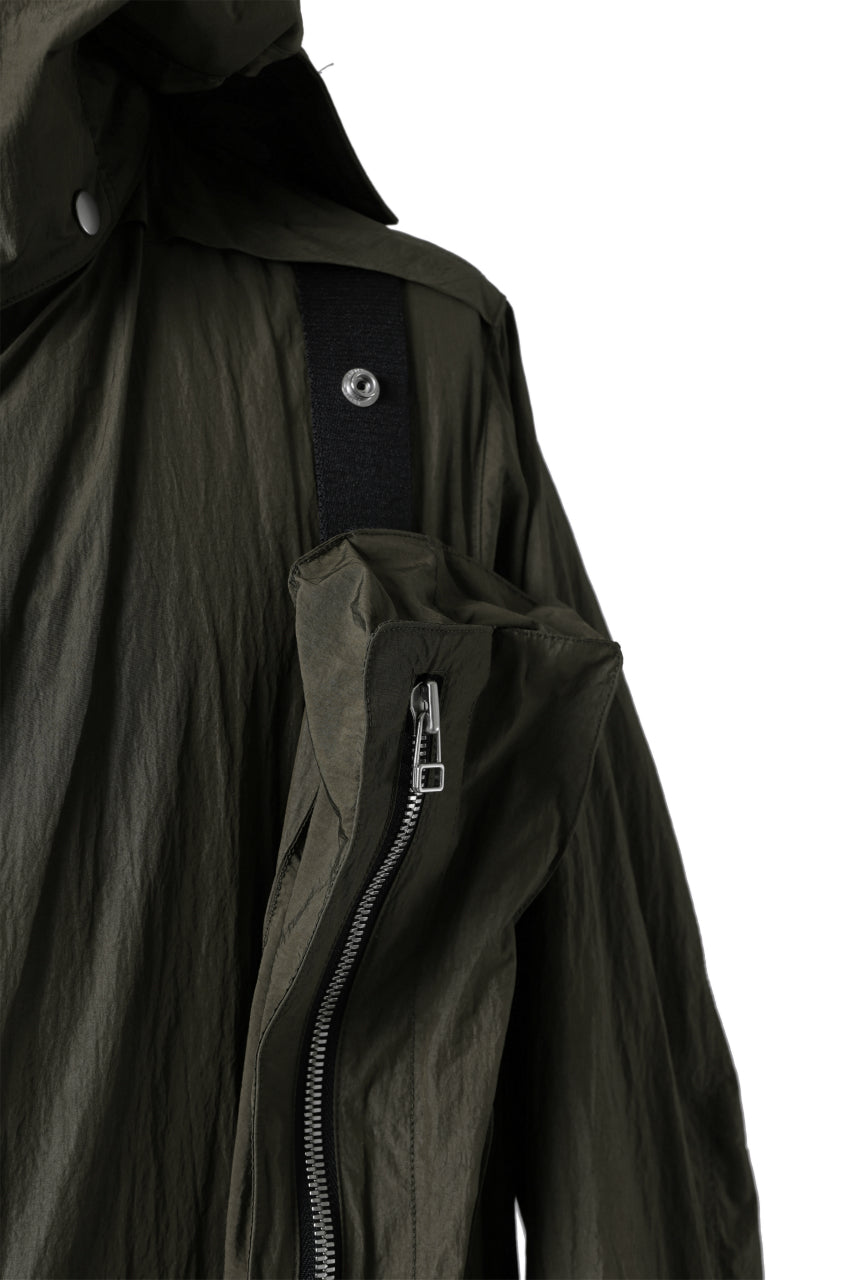 画像をギャラリービューアに読み込む, A.F ARTEFACT HOODIE LONG ZIP COAT with DETACHABLE POCKET POUCH (KHAKI)